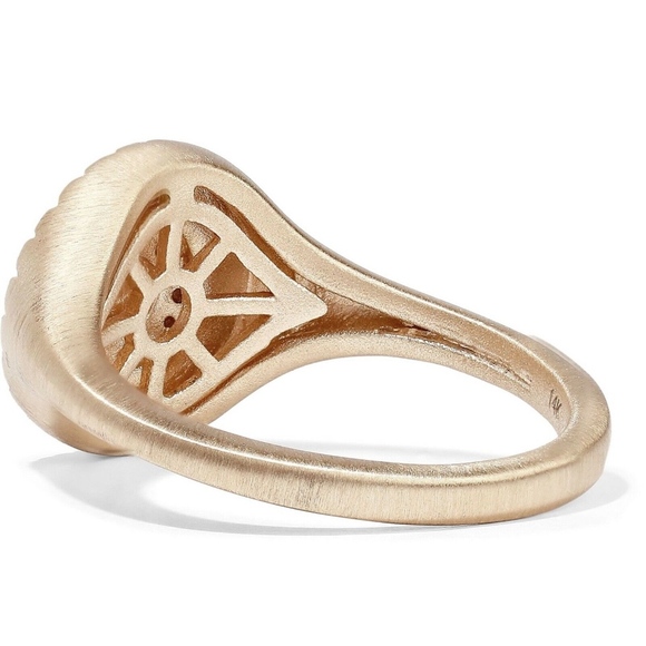 ADINA REYTER 14K Gold Diamond Rays Signet Ring 6 - Picture 2 of 3